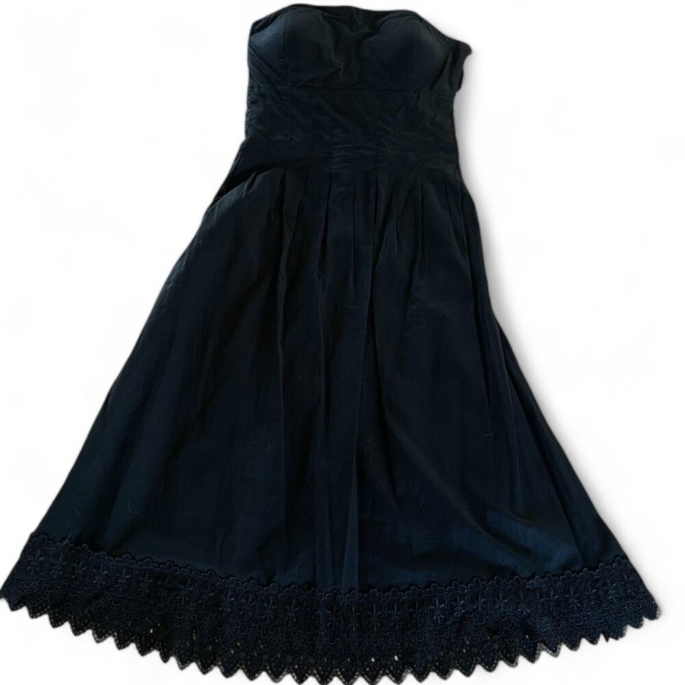 WHBM White House|Black Market Strapless A-line Dress w/ Corsetted Waist & Lace